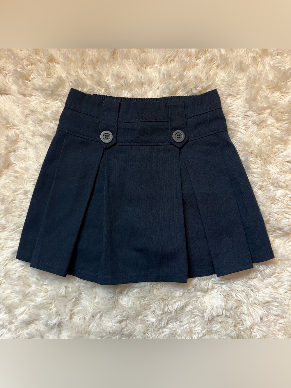 Girls Size 5 Navy Blue Pleated Skort School Uniform with Button Detail